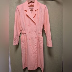 80s Vintage Peach Trench Coat Dress